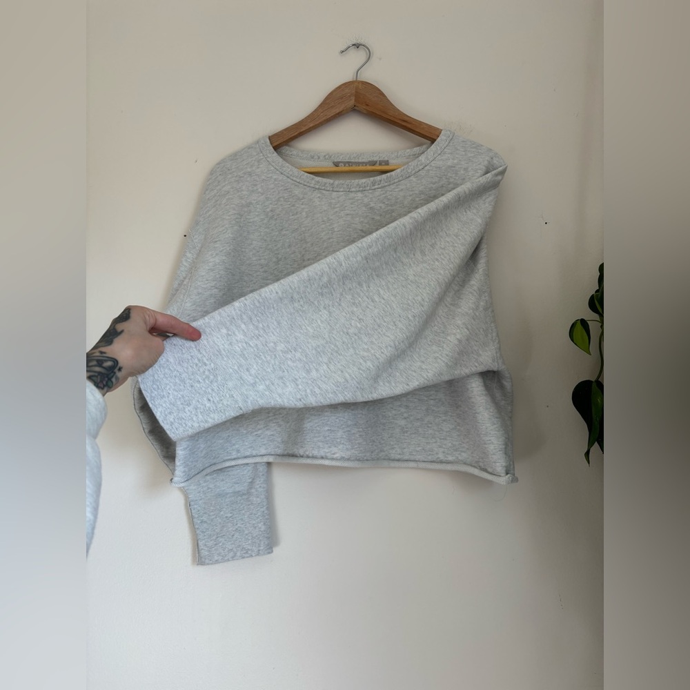 SOLD- Athleta French Terry Rolled-Hem Crop Sweatshirt in Stone - Picture 4 of 7